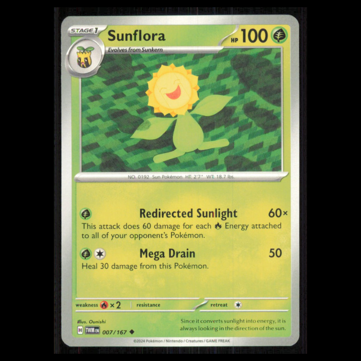 Sunflora #7 2024 Scarlet - Violet Series - Twilight Masquerade Uncommon Pokemon