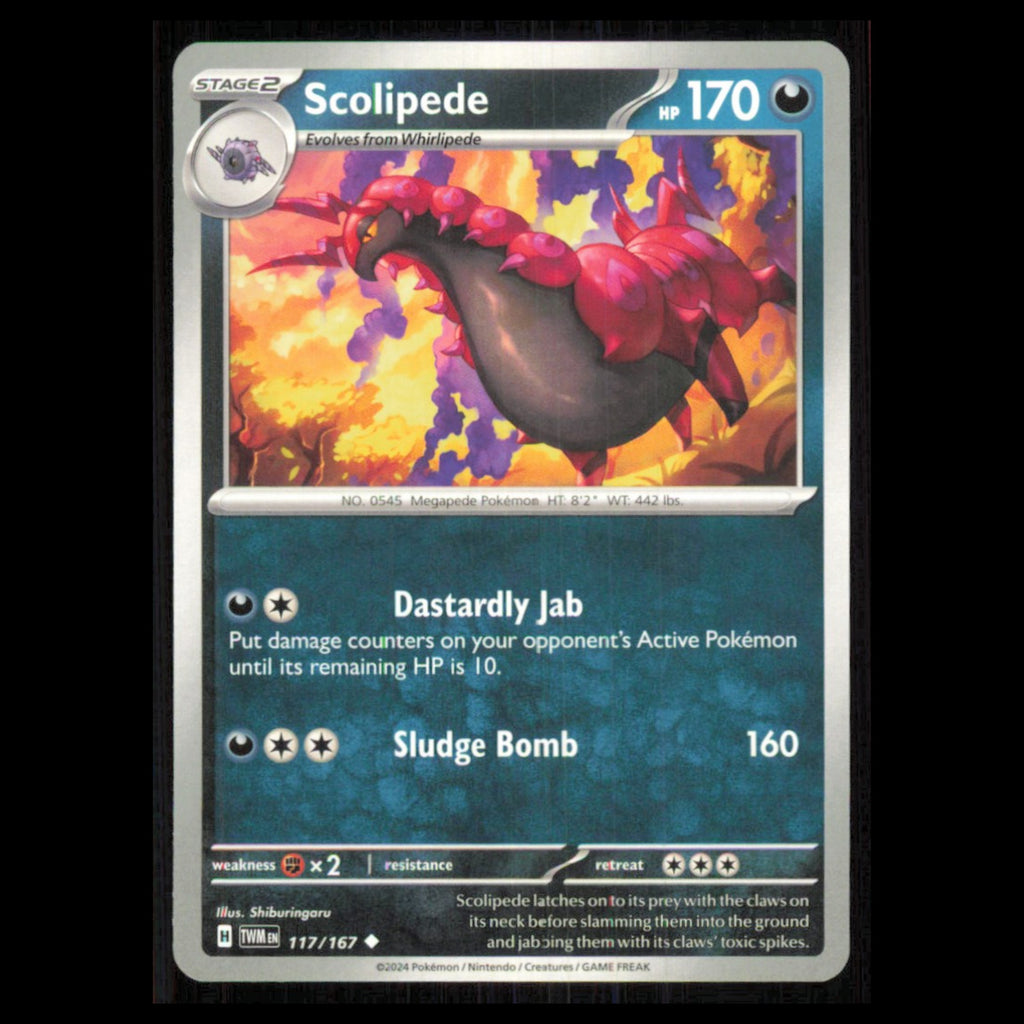 Scolipede #117 2024 Scarlet - Violet Series - Twilight Masquerade Uncommon Card