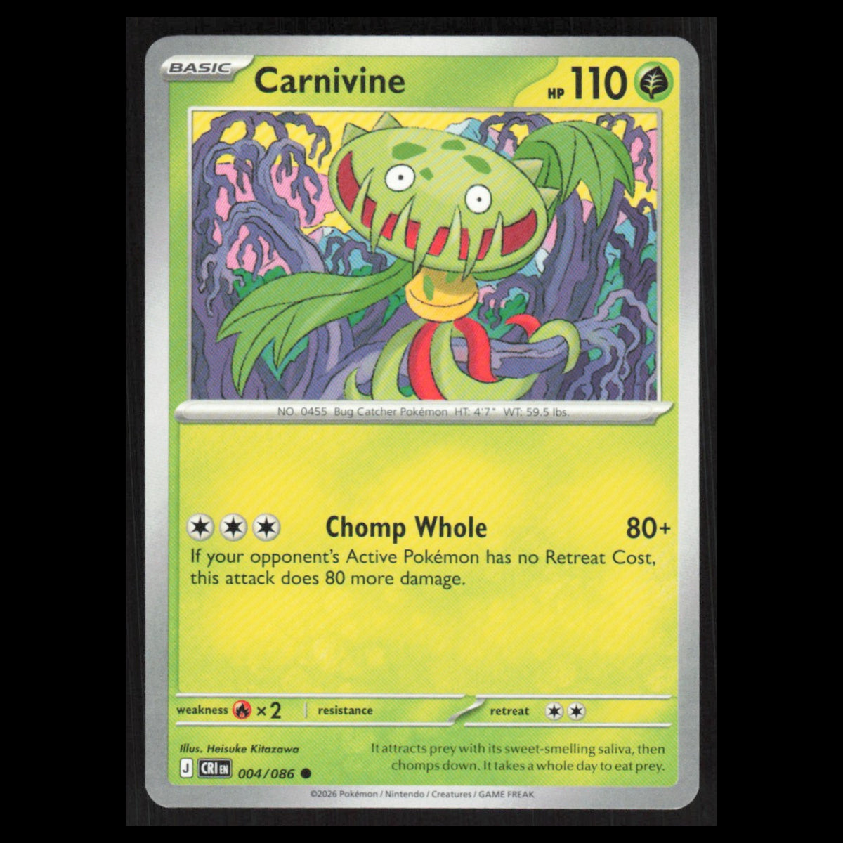 Carnivine #004/086 2026 Mega Evolutions Chaos Rising Pokemon Card NM
