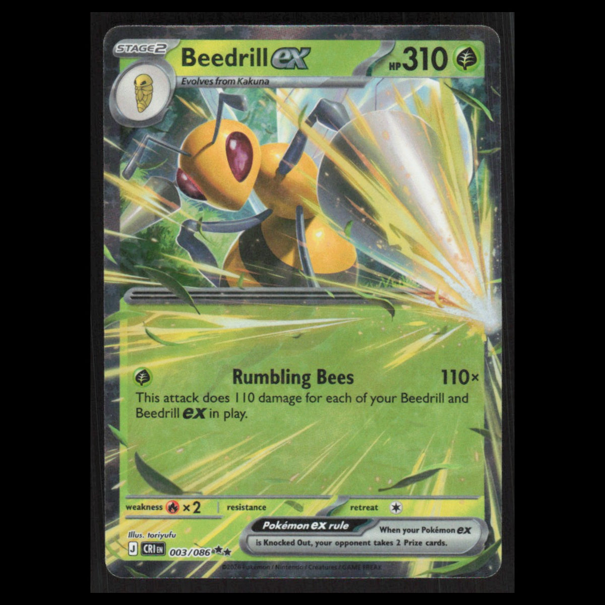 Beedrill ex - 003/086 #003/086 2026 Mega Evolutions Chaos Rising Pokemon Card NM