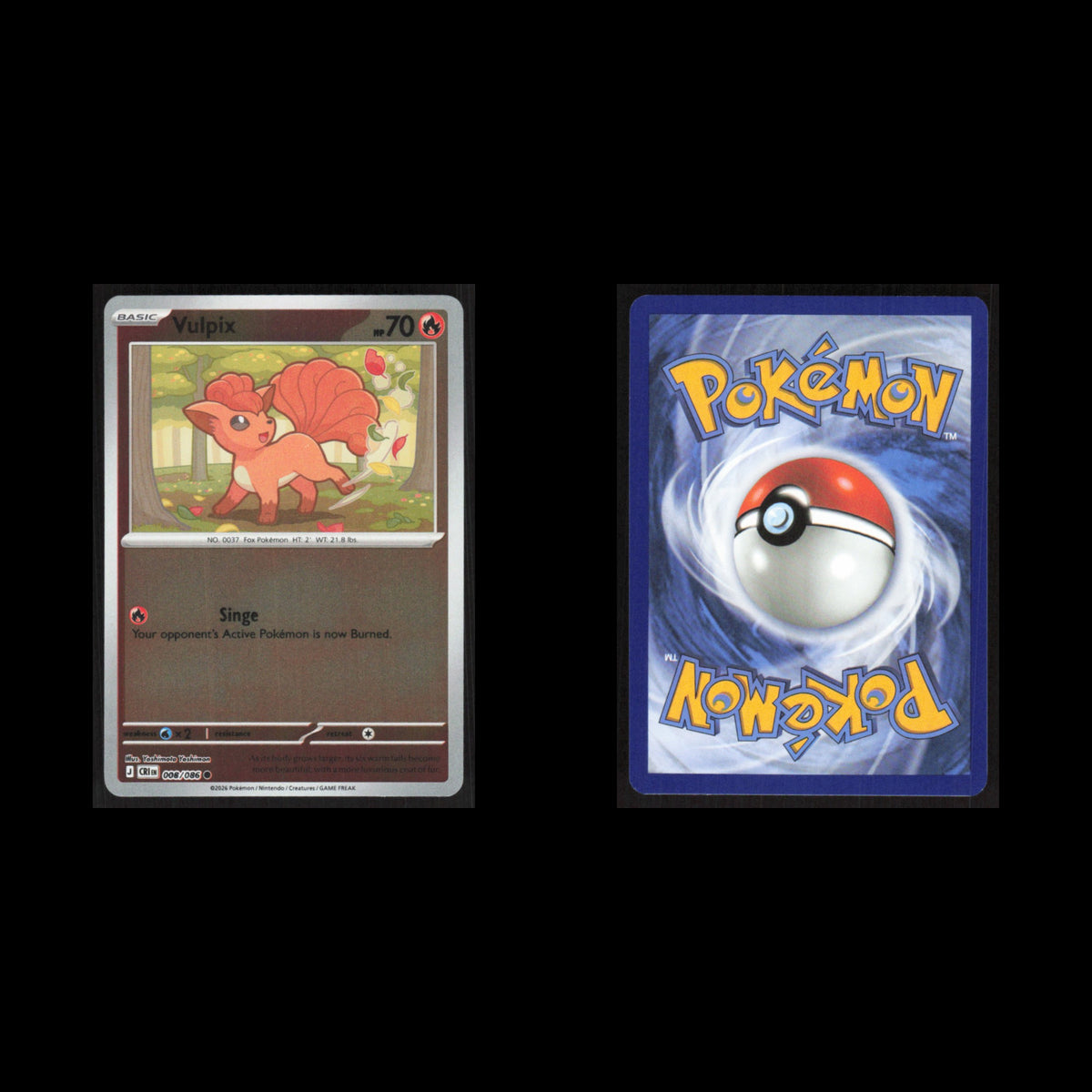 Vulpix #008/086 2026 Mega Evolutions Chaos Rising holo Pokemon Card NM