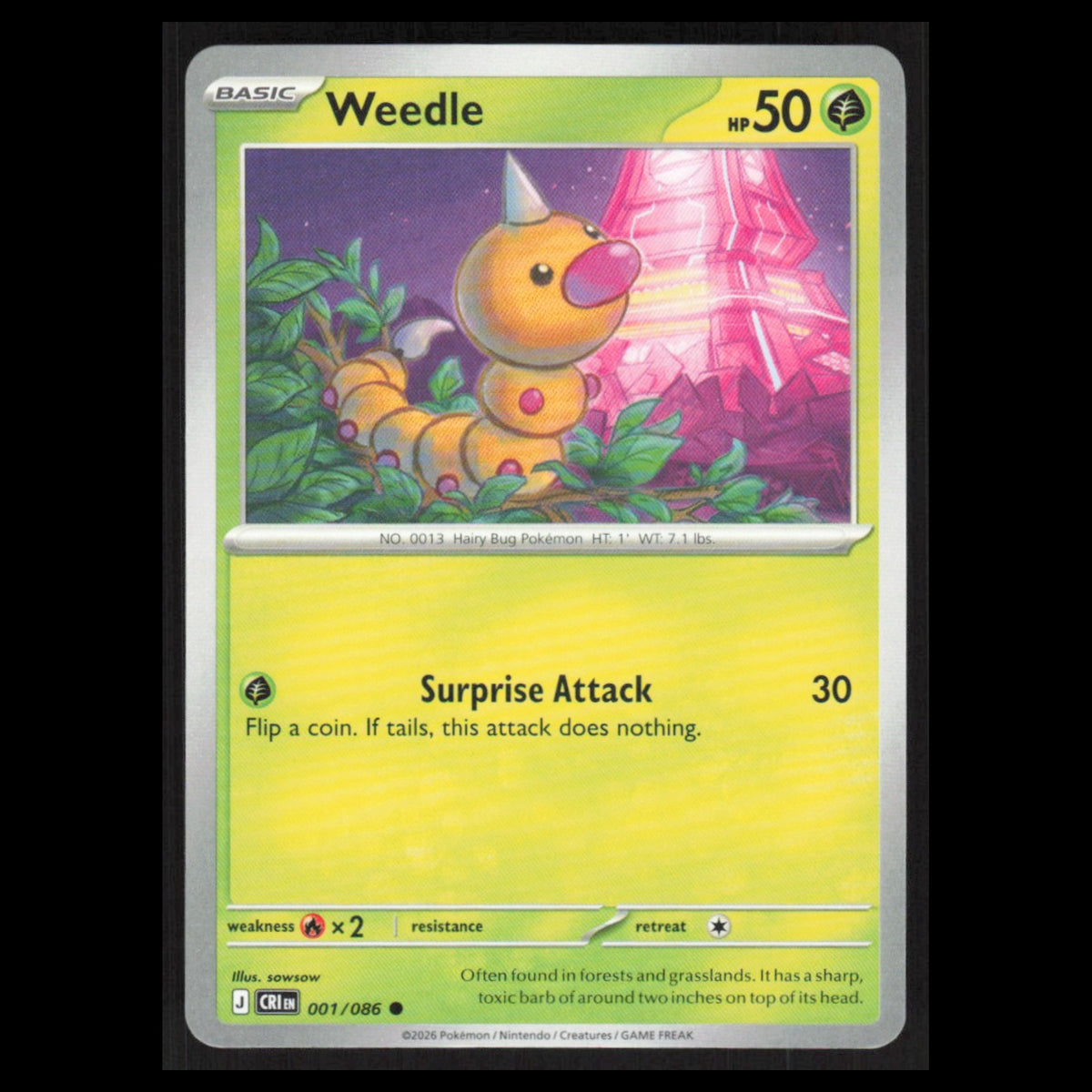 Weedle #1 2026 Mega Evolutions Chaos Rising Pokemon Card NM