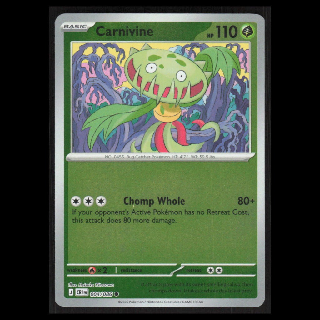 Carnivine #004/086 2026 Mega Evolutions Chaos Rising Holo Pokemon Card NM