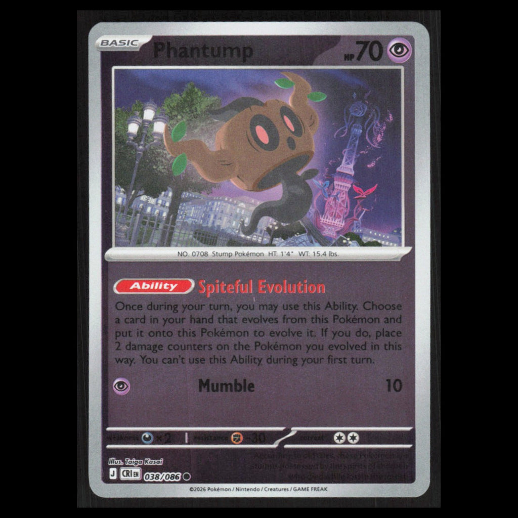 Phantump #038/086 2026 Mega Evolutions Chaos Rising holo Pokemon Card NM