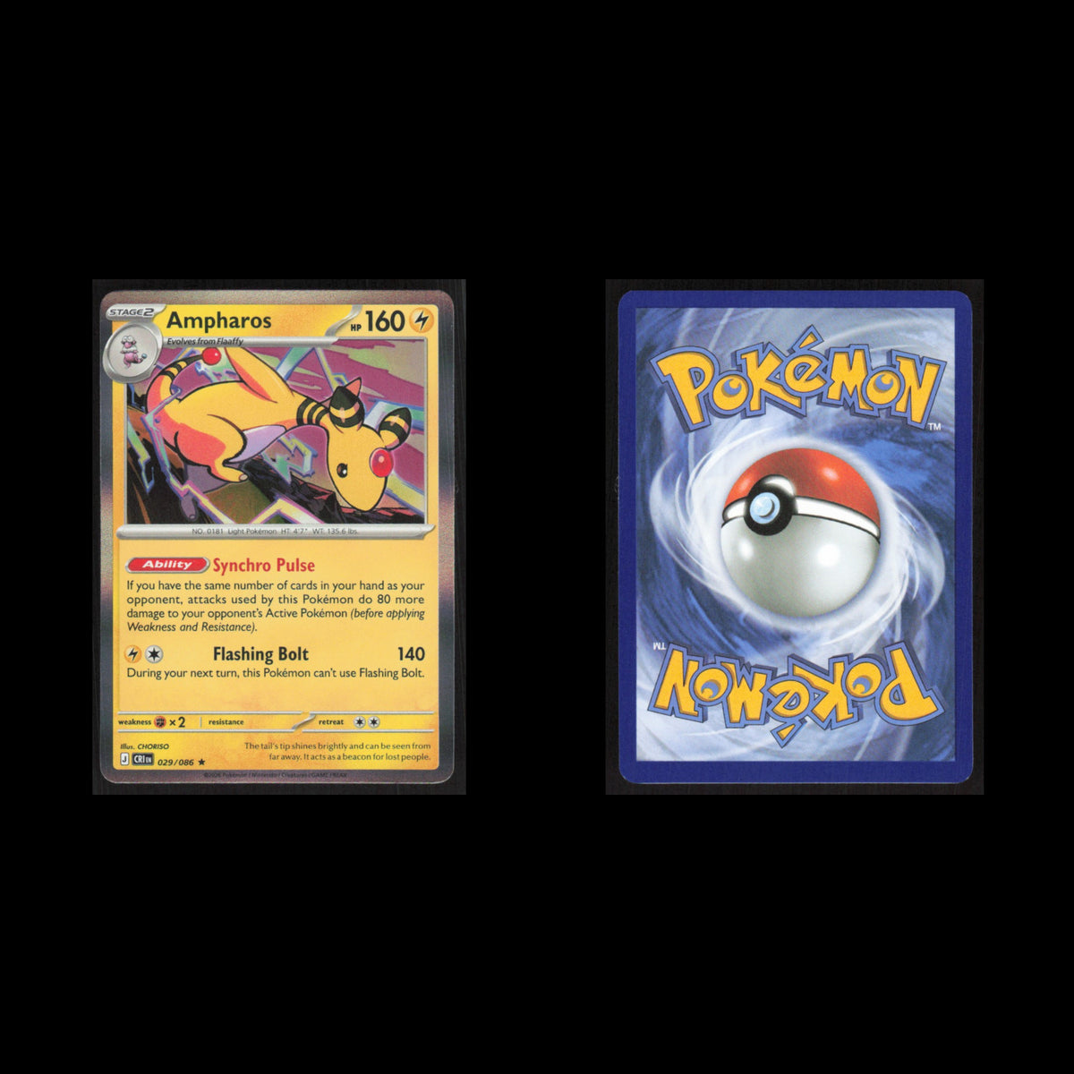 Ampharos - 029/086 #029/086 2026 Mega Evolutions Chaos Rising Pokemon Card NM