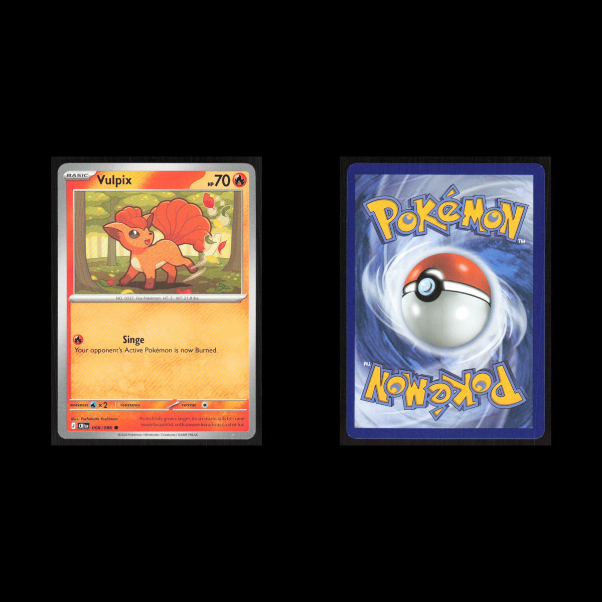 Vulpix #008/086 2026 Mega Evolutions Chaos Rising Pokemon Card NM