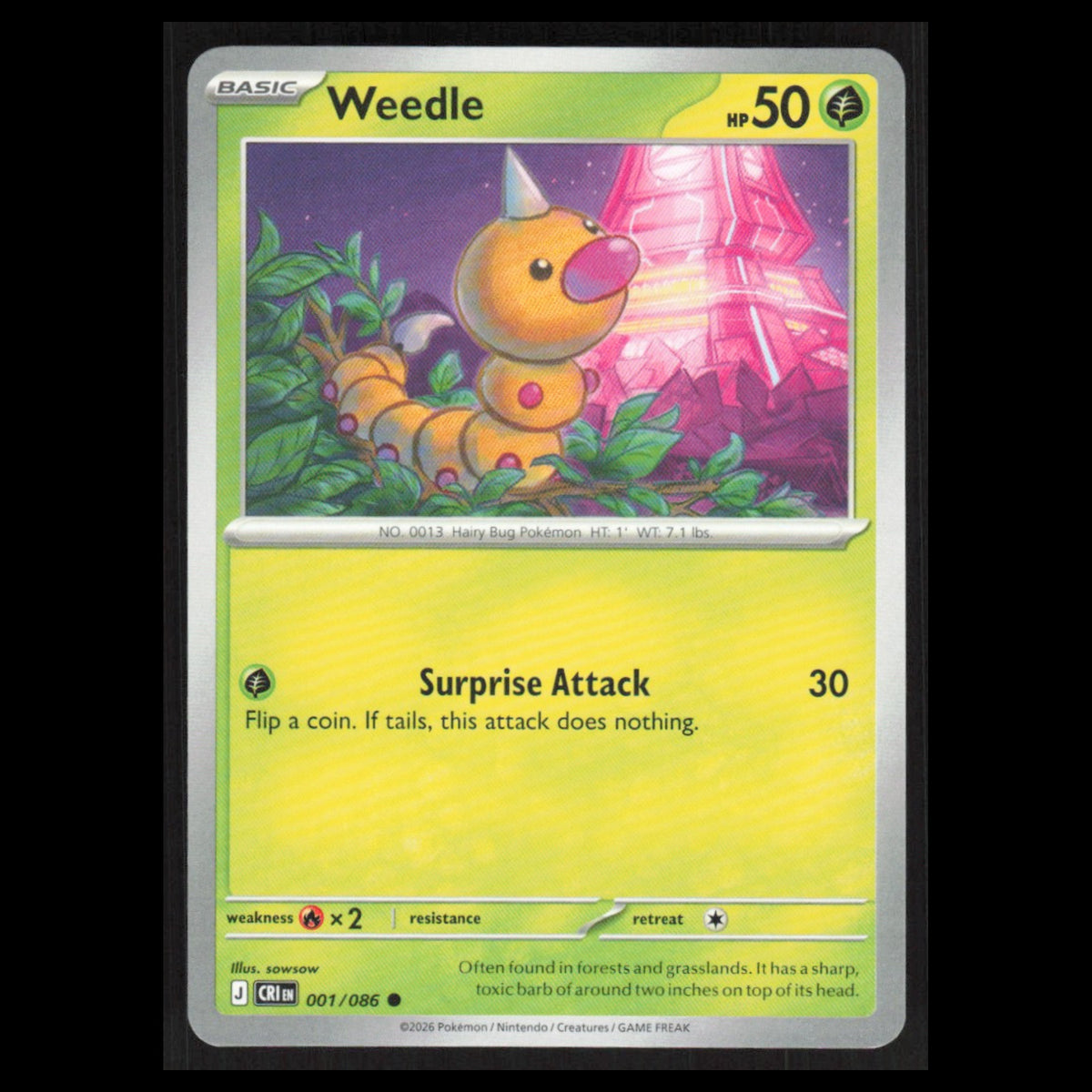 Weedle #1 2026 Mega Evolutions Chaos Rising Pokemon Card NM