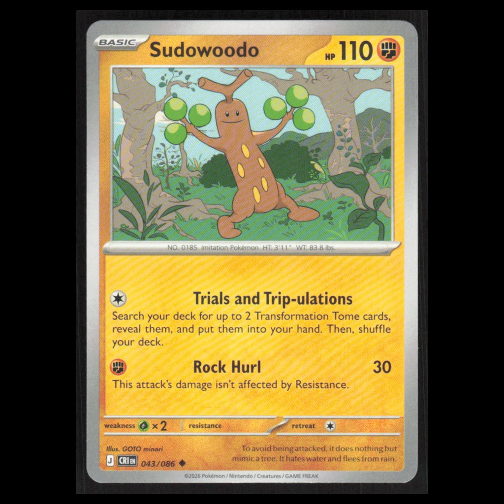 Sudowoodo #043/086 2026 Mega Evolutions Chaos Rising Pokemon Card NM