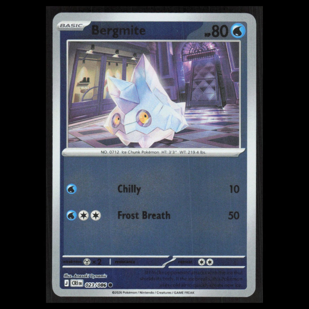 Bergmite #023/086 2026 Mega Evolutions Chaos Rising holo Pokemon Card NM