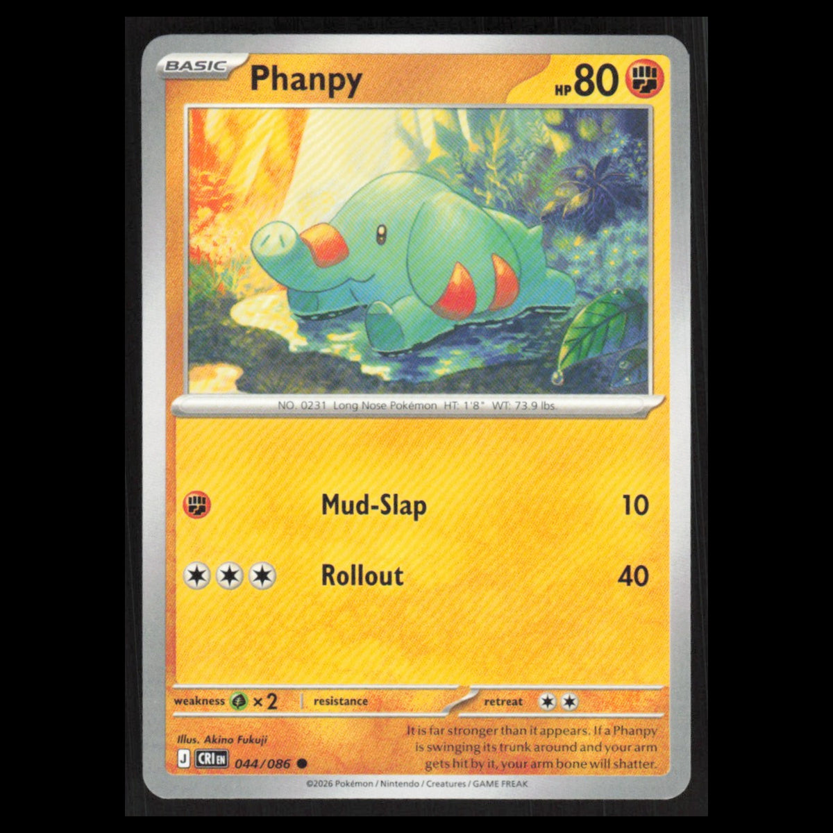 Phanpy #044/086 2026 Mega Evolutions Chaos Rising Pokemon Card NM