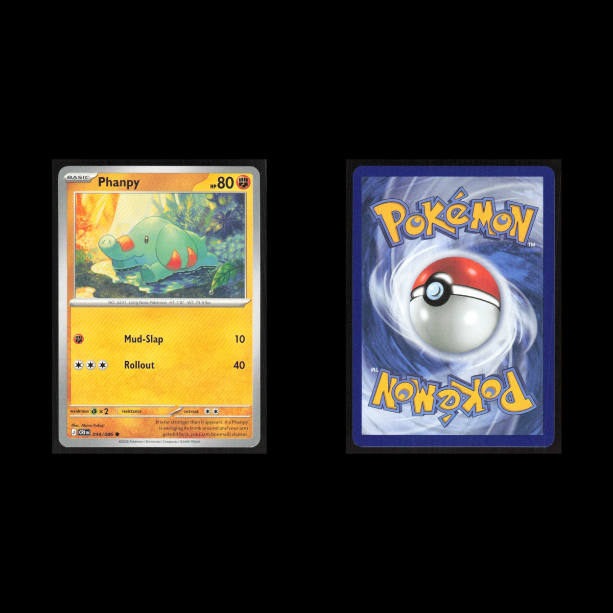 Phanpy #044/086 2026 Mega Evolutions Chaos Rising Pokemon Card NM
