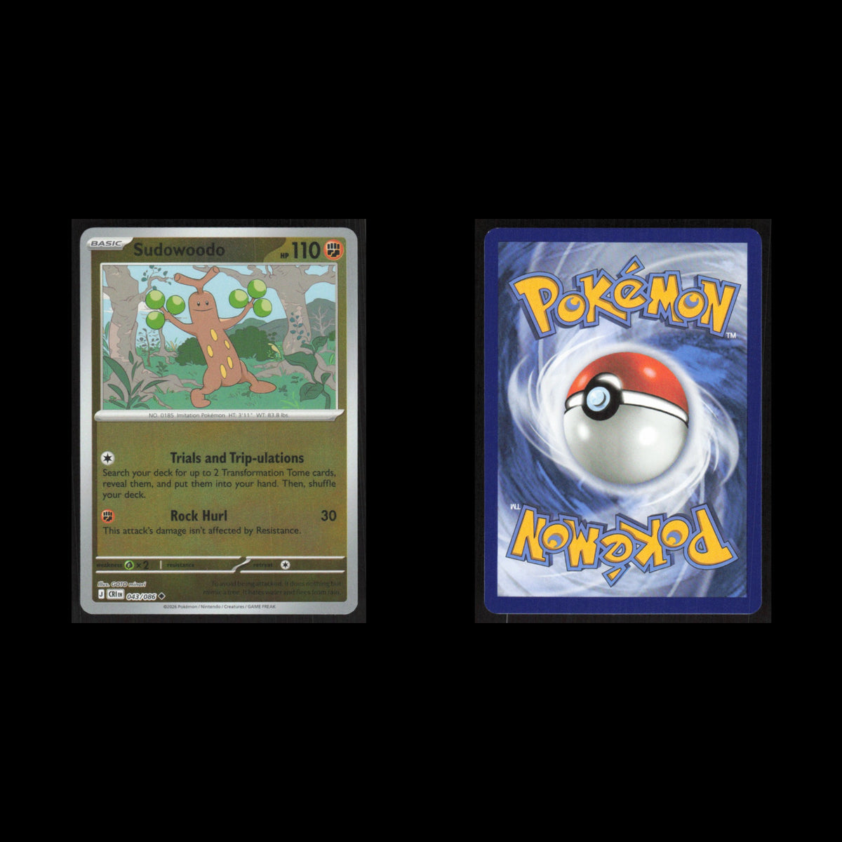 Sudowoodo #043/086 2026 Mega Evolutions Chaos Rising holo Pokemon Card NM