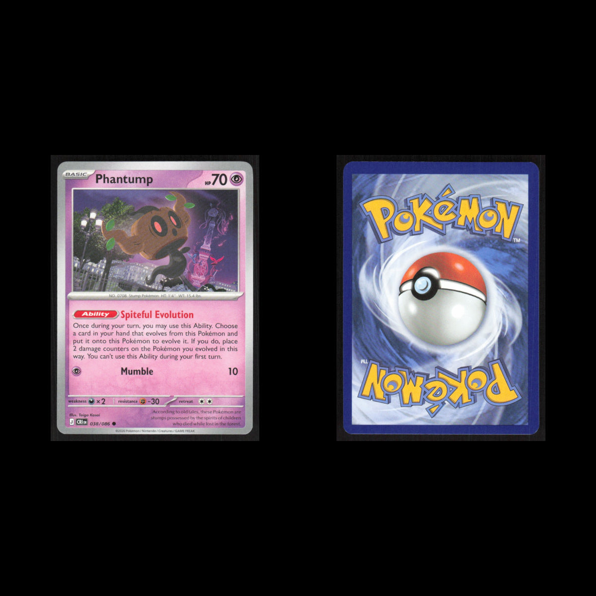 Phantump #038/086 2026 Mega Evolutions Chaos Rising Pokemon Card NM
