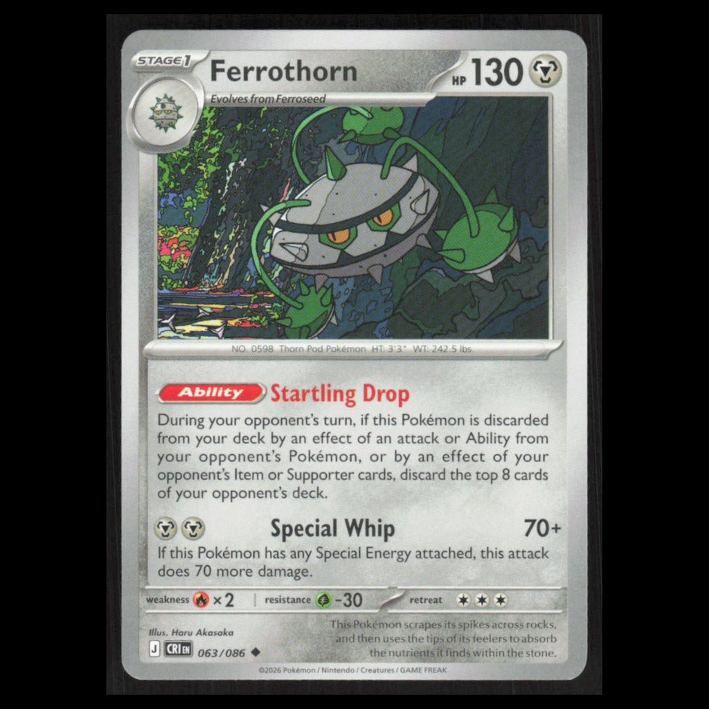 Ferrothorn #063/086 2026 Mega Evolutions Chaos Rising Pokemon Card NM