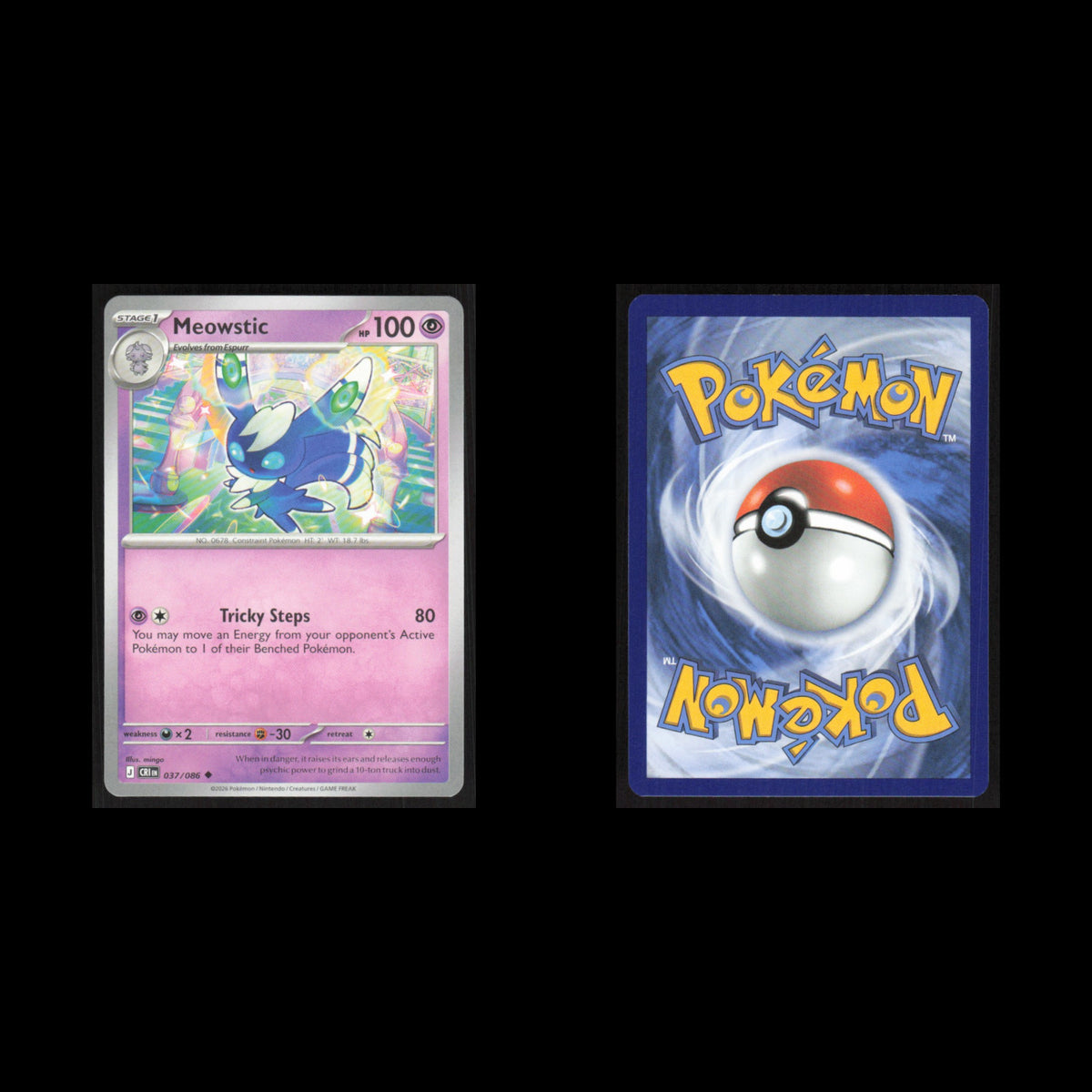Meowstic #037/086 2026 Mega Evolutions Chaos Rising Pokemon Card NM