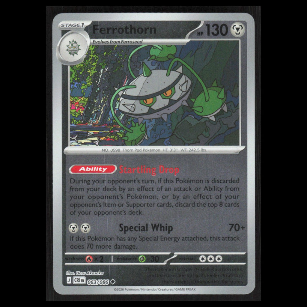 Ferrothorn #063/086 2026 Mega Evolutions Chaos Rising holo Pokemon Card NM