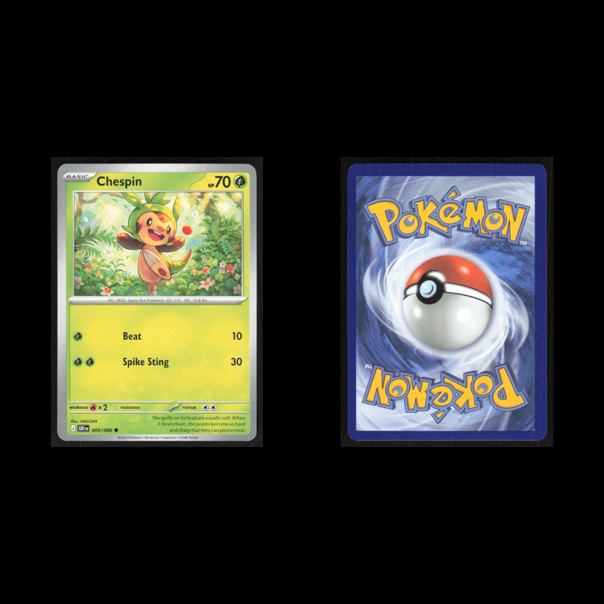Chespin - 005/086 #005/086 2026 Mega Evolutions Chaos Rising Pokemon Card NM