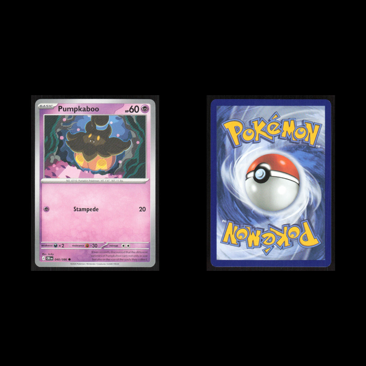 Pumpkaboo #040/086 2026 Mega Evolutions Chaos Rising Pokemon Card NM