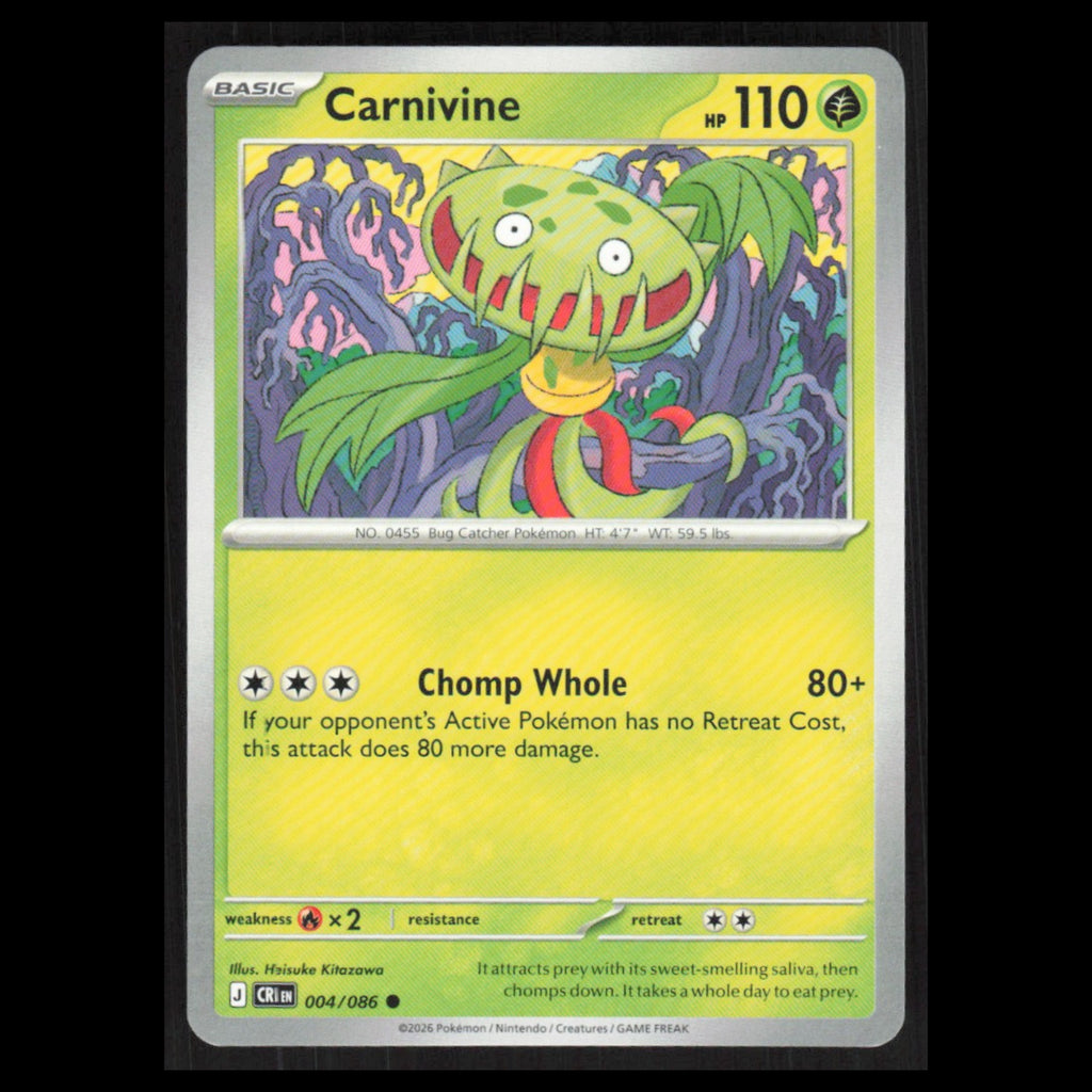 Carnivine #004/086 2026 Mega Evolutions Chaos Rising Pokemon Card NM