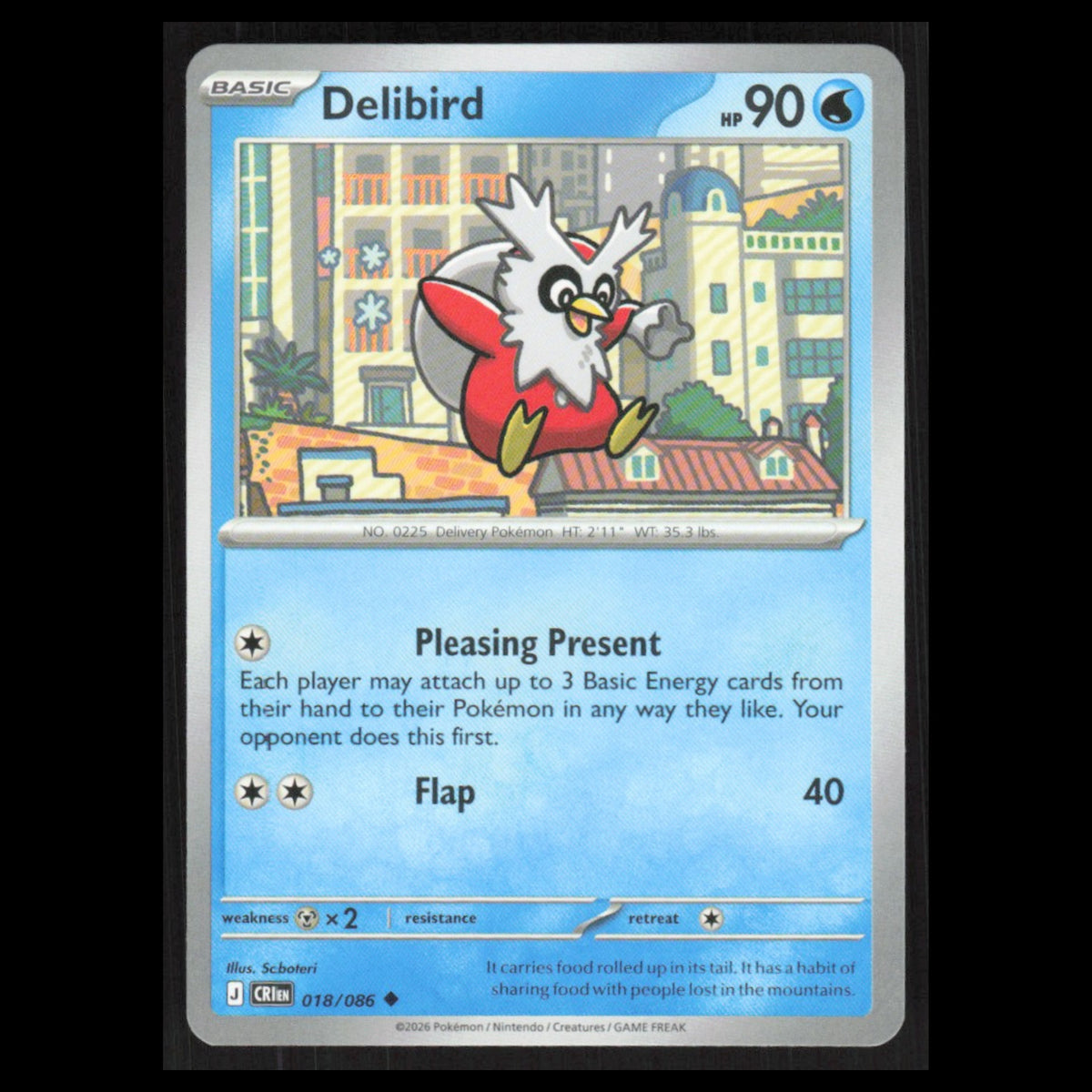 Delibird #018/086 2026 Mega Evolutions Chaos Rising Pokemon Card NM