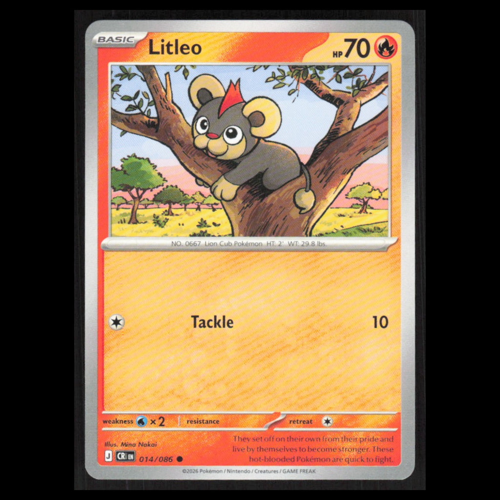 Litleo #014/086 2026 Mega Evolutions Chaos Rising Pokemon Card NM