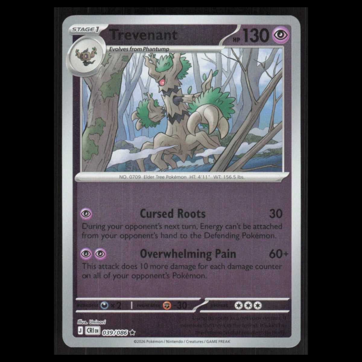 Trevenant #039/086 2026 Mega Evolutions Chaos Rising holo Pokemon Card NM