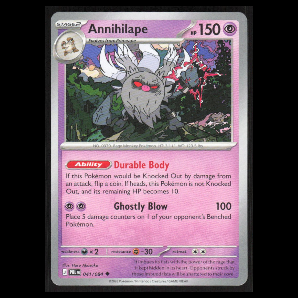 Annihilape #041/084 2026 Pokemon Mega Evolutions Pitch Black  NM