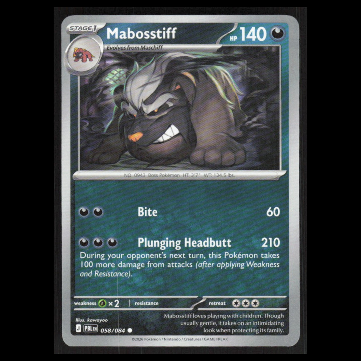 Mabosstiff #058/084 2026 Pokemon Mega Evolutions Pitch Black  NM