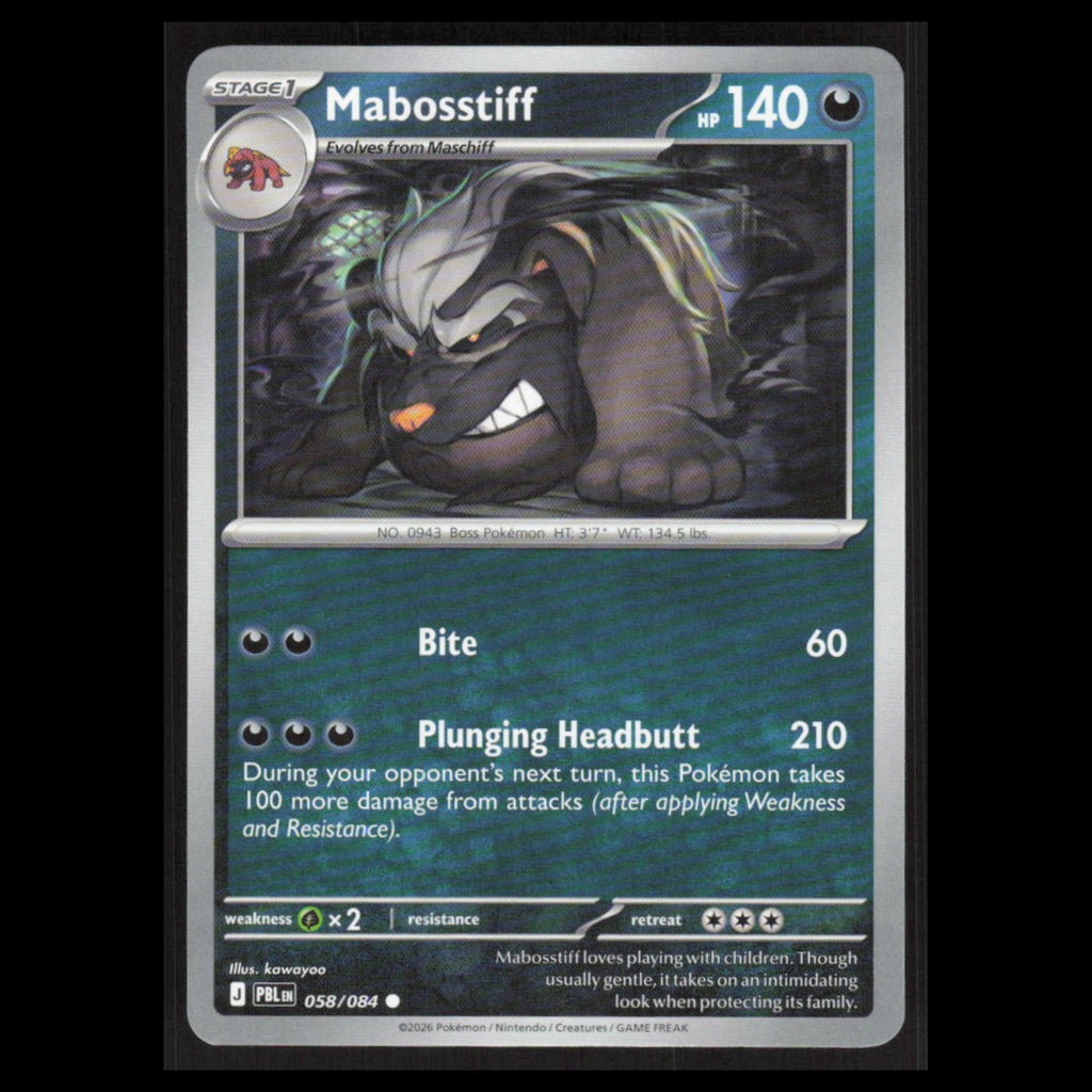 Mabosstiff #058/084 2026  Pokemon Mega Evolutions Pitch Black NM