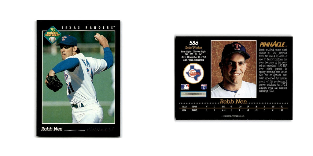 Robb Nen Rookie 1993 Pinnacle #586 Texas Rangers Baseball Card NM