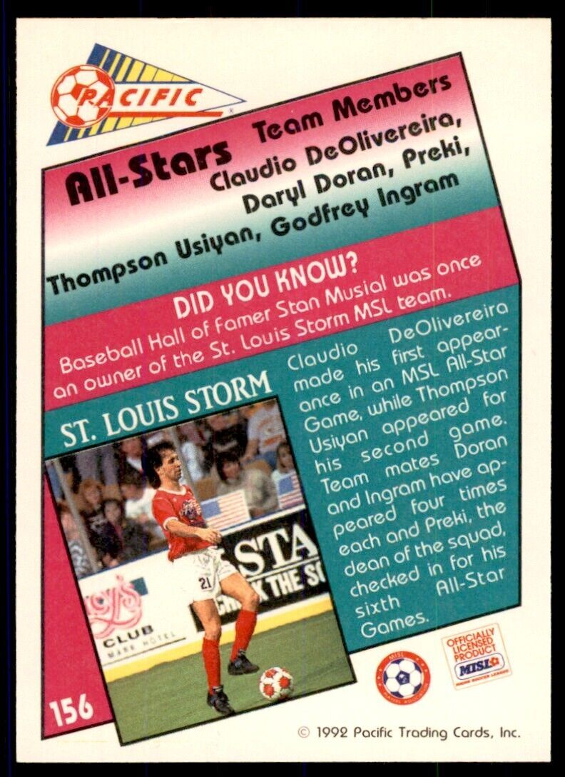 1992 Pacific MSL MSL All Stars c St. Louis Storm #156