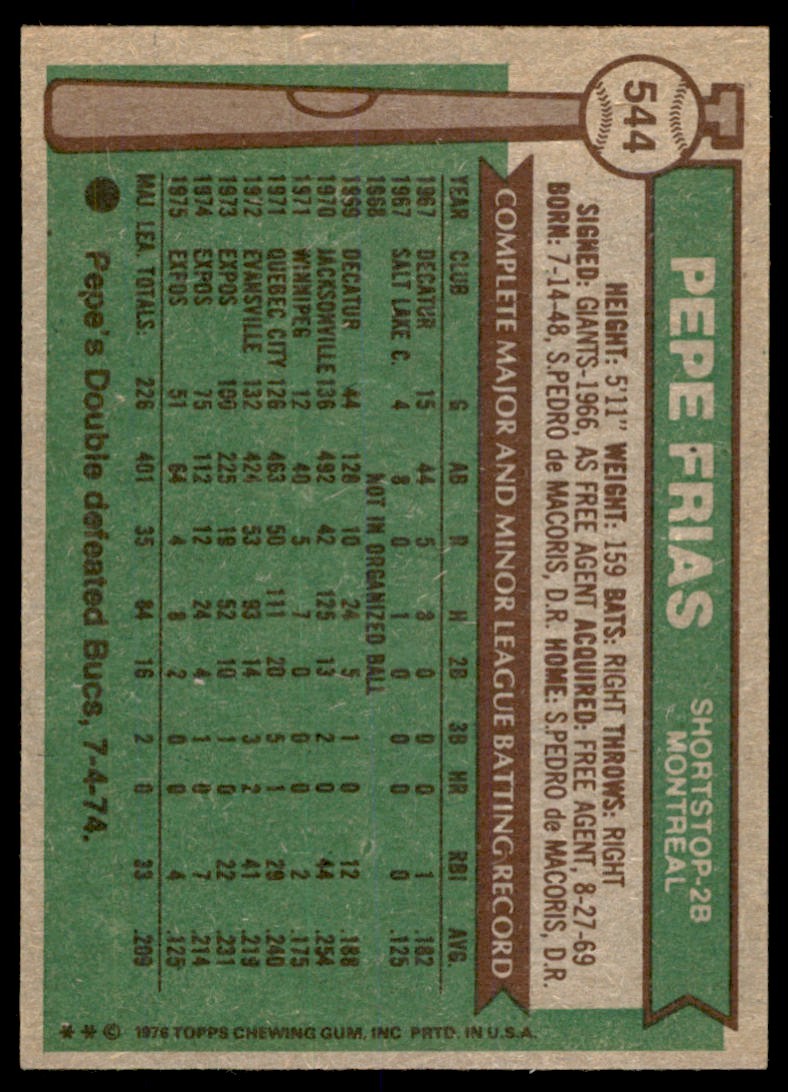 1976 TOPPS PEPE FRIAS MONTREAL EXPOS #544