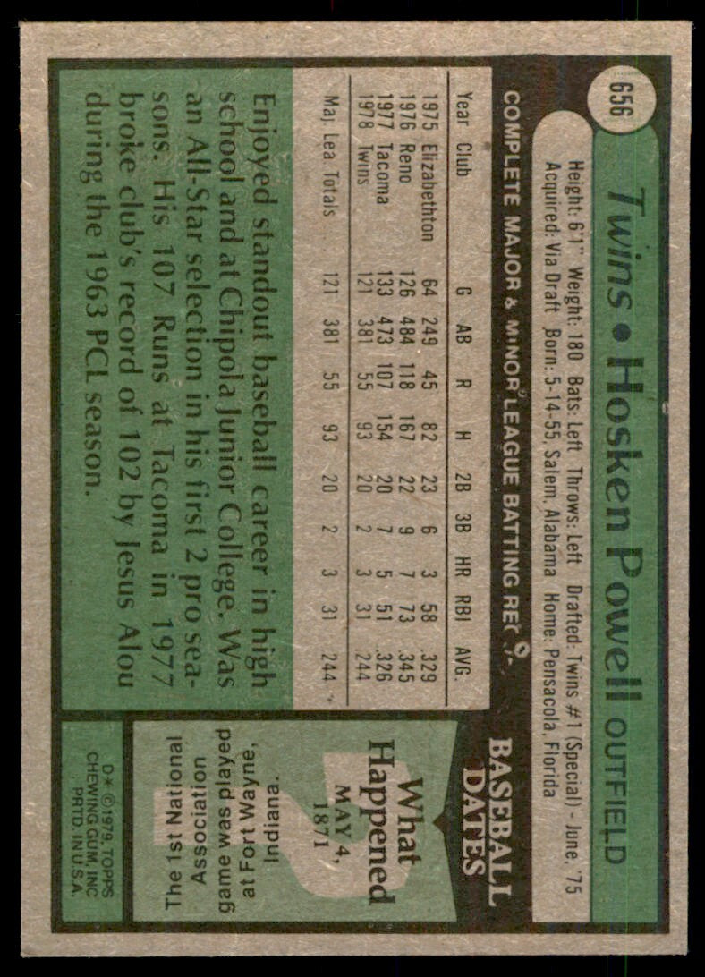 1979 TOPPS HOSKEN POWELL ROOKIE MINNESOTA TWINS #656