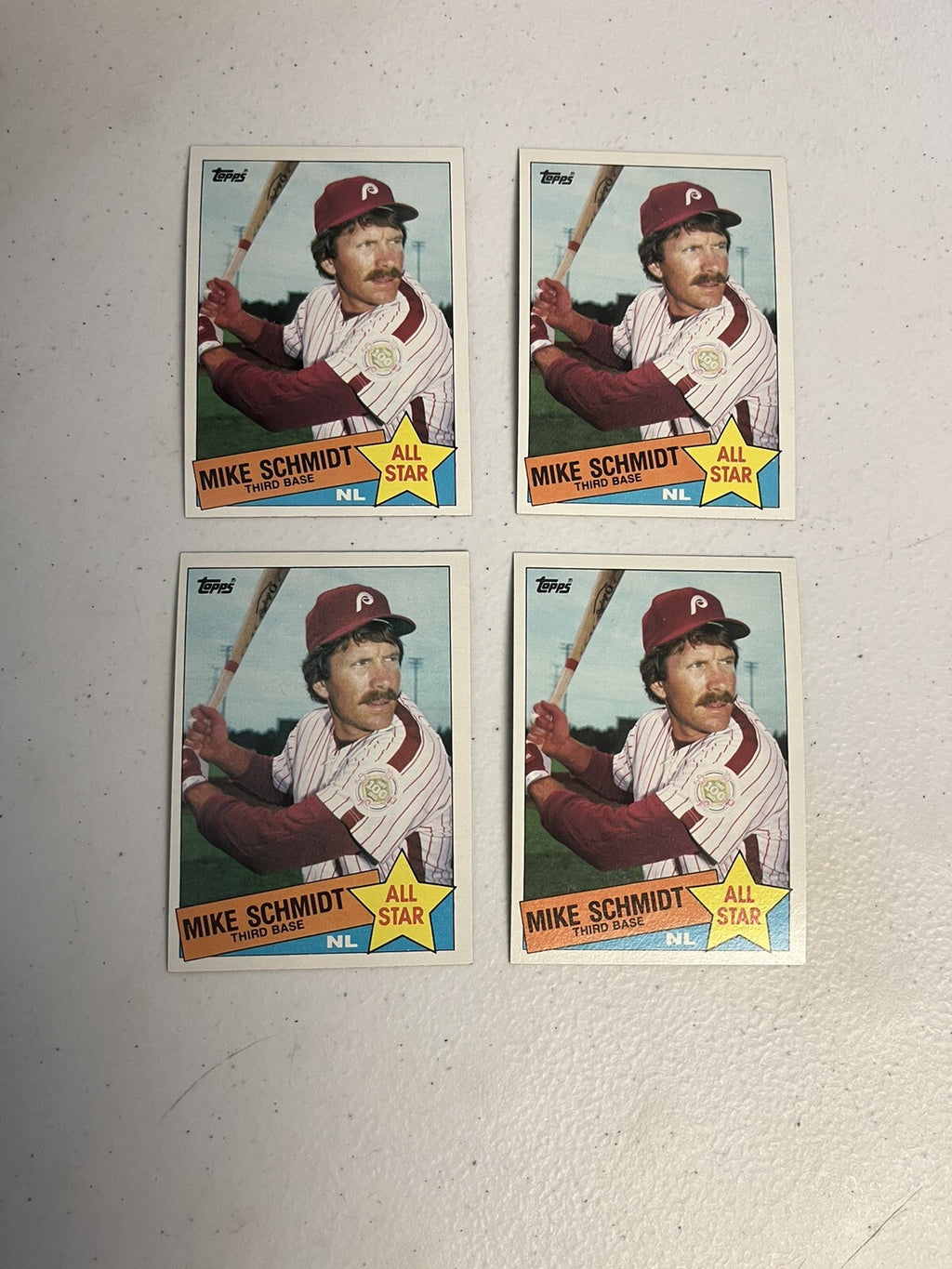 (4) 1985 Topps Mike Schmidt All-Star Cards Philadelphia Phillies NM-MT+
