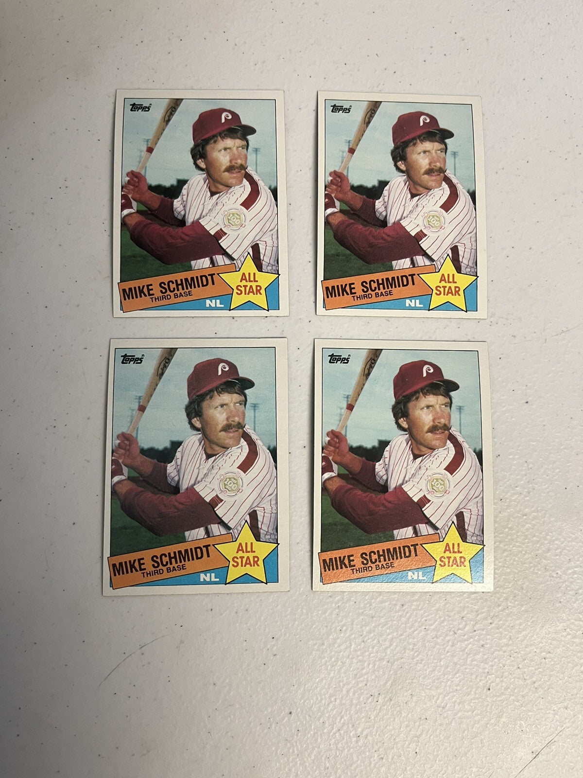 (4) 1985 Topps Mike Schmidt All-Star Cards Philadelphia Phillies NM-MT+