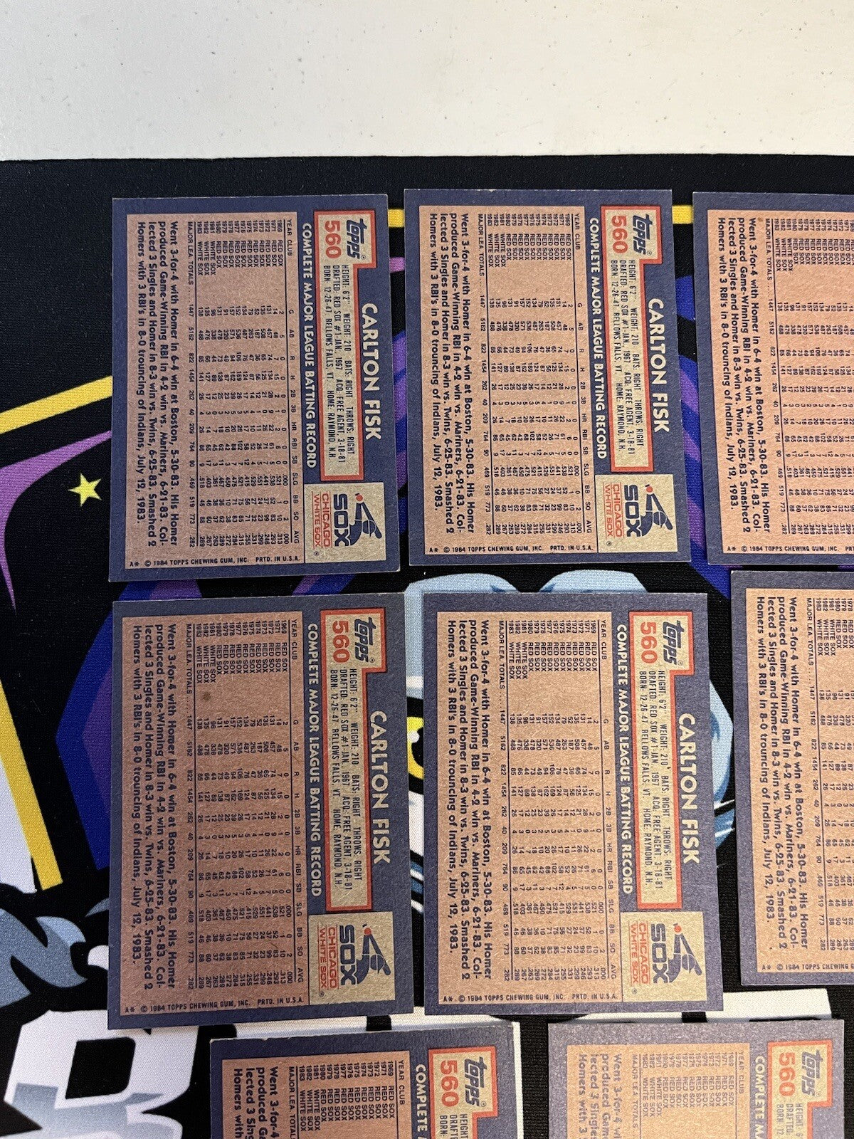 1984 Topps Carlton Fisk White Sox Lot Of 8