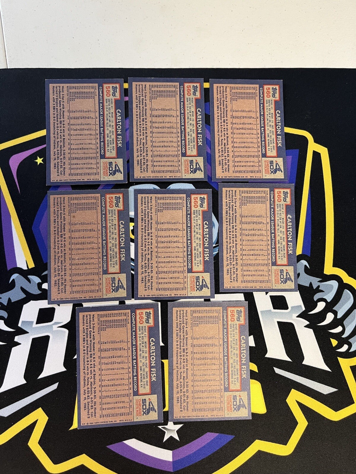 1984 Topps Carlton Fisk White Sox Lot Of 8