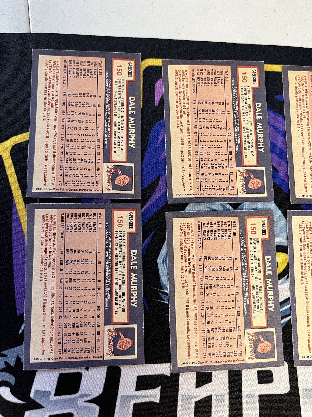 1984 OPC & Topps Dale Murphy Lot Of 8 Cards NM