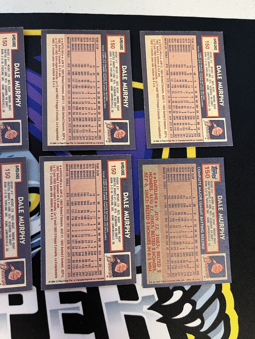 1984 OPC & Topps Dale Murphy Lot Of 8 Cards NM