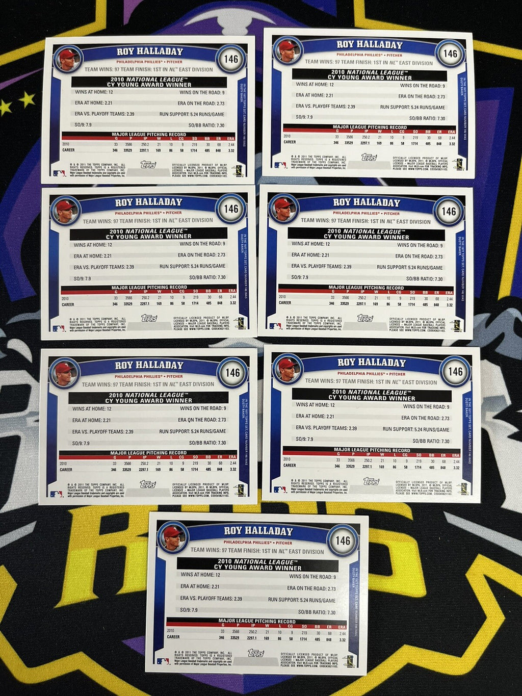 2011 Topps Roy Halladay #146 Philadelphia Phillies Lot Of 7 NM+