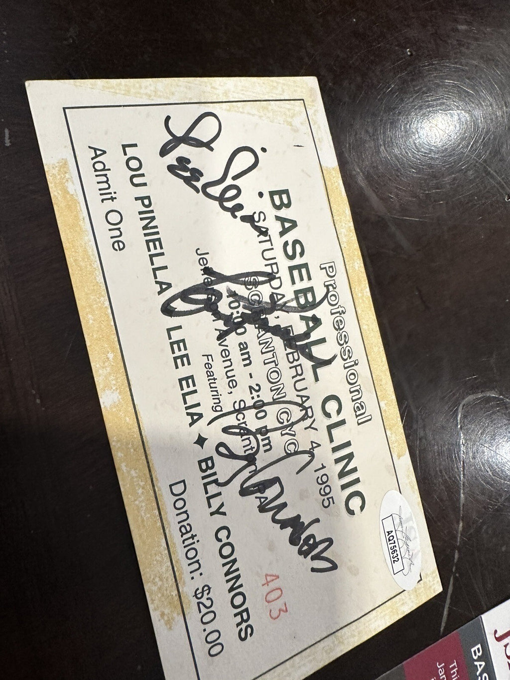 Lou Piniella Signed Ticket  Autograph 8x10 Photo JSA