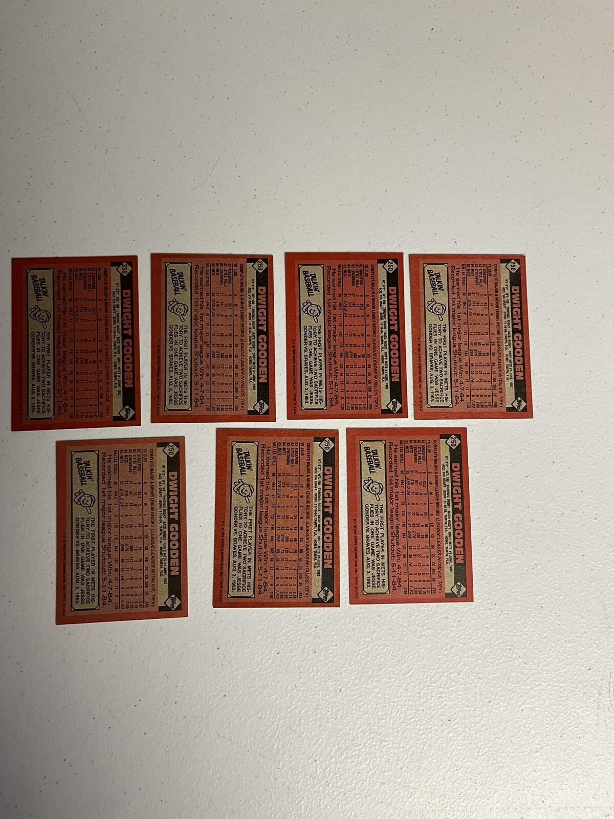 1986 Topps LOT (7) DWIGHT GOODEN #250 New York Mets 2nd Year NM-MINT