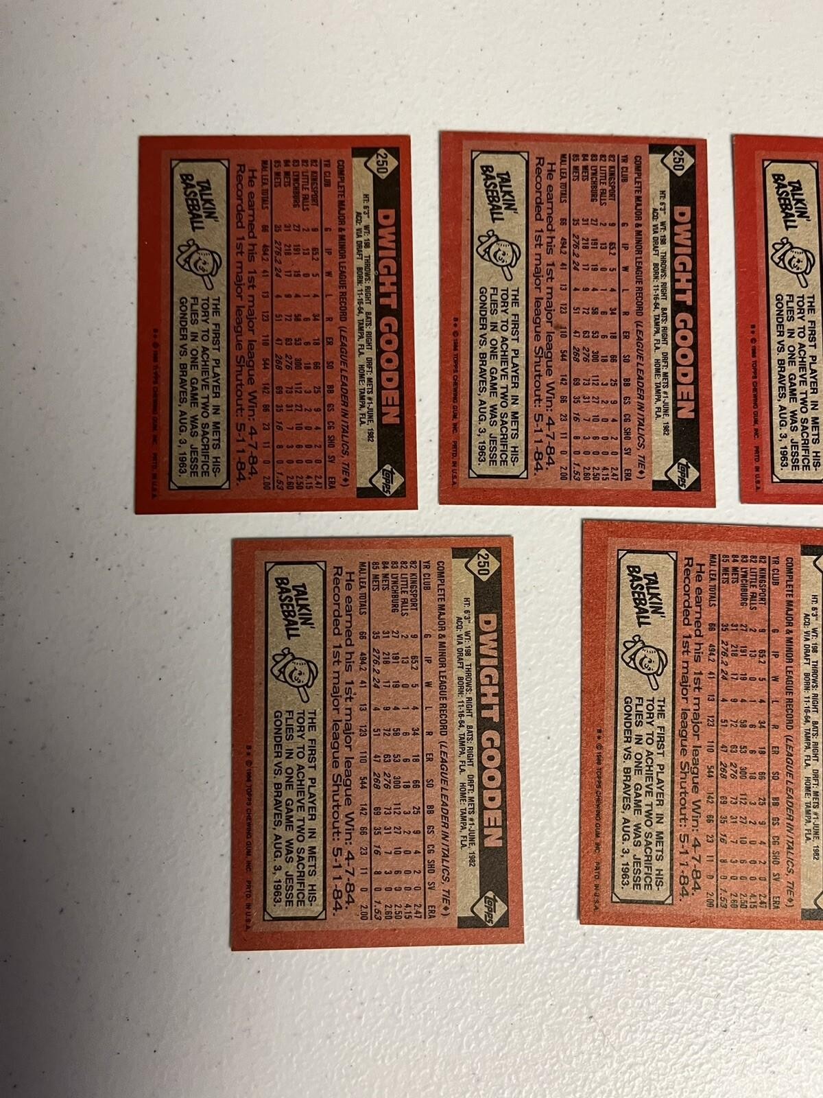 1986 Topps LOT (7) DWIGHT GOODEN #250 New York Mets 2nd Year NM-MINT