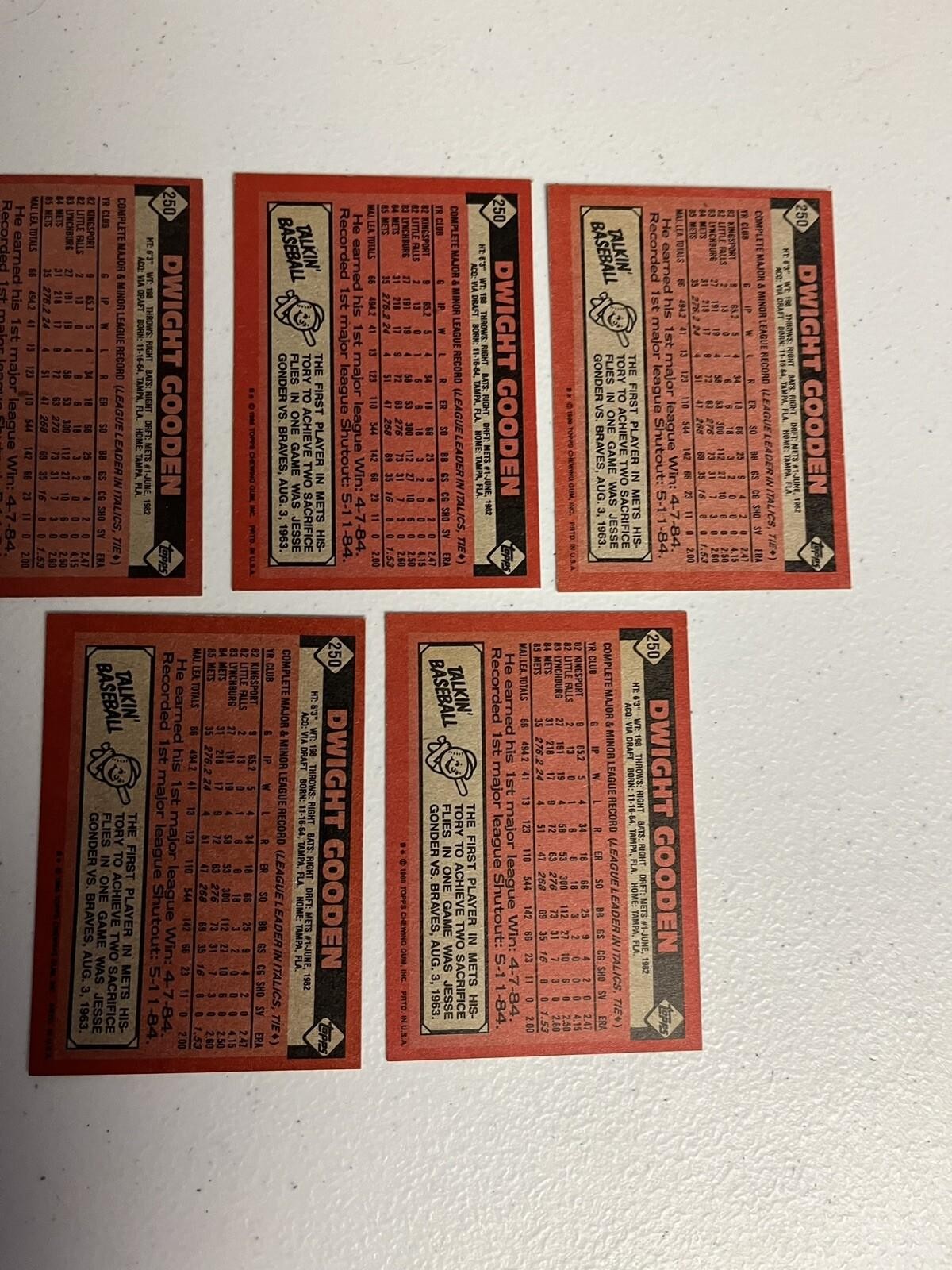 1986 Topps LOT (7) DWIGHT GOODEN #250 New York Mets 2nd Year NM-MINT