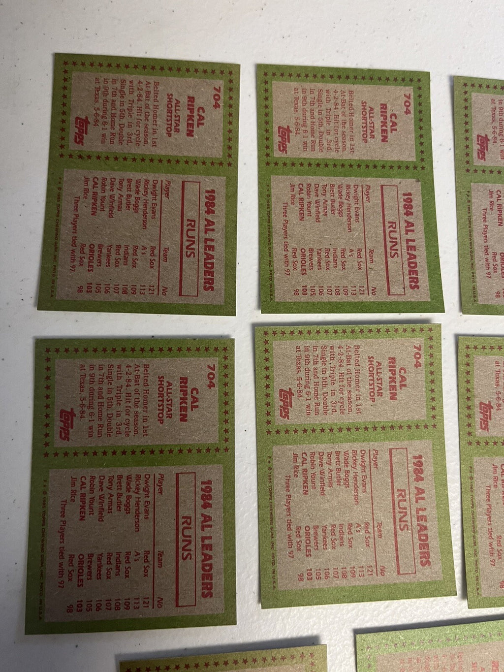 1985 Topps Cal Ripken All Star 8 Card Lot NM/MT
