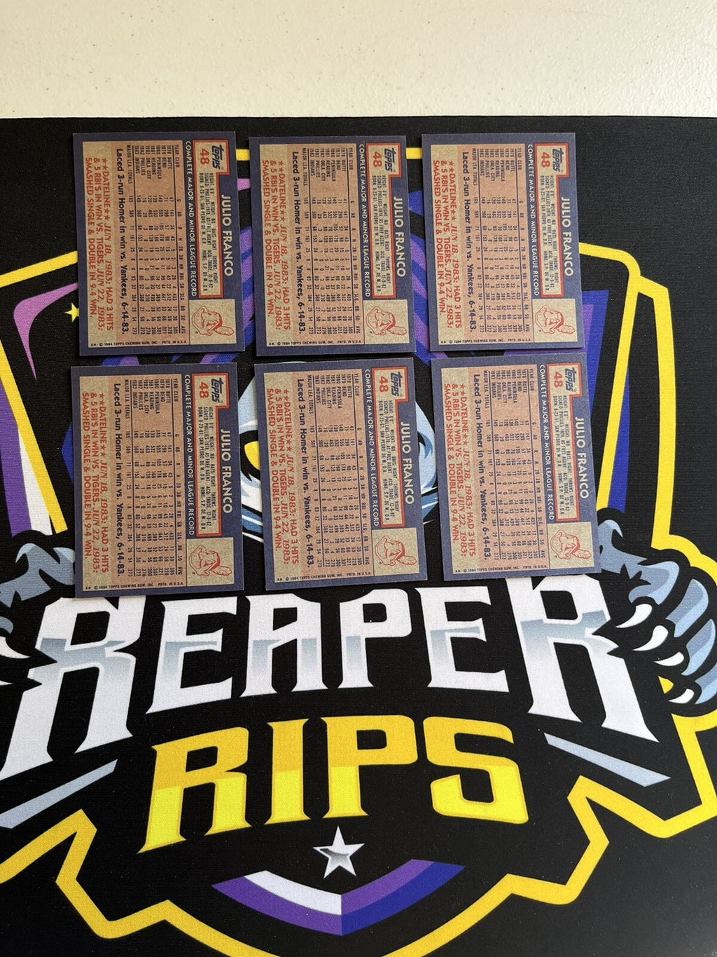 1984 Topps Julio Franco Indians Lot Of 6