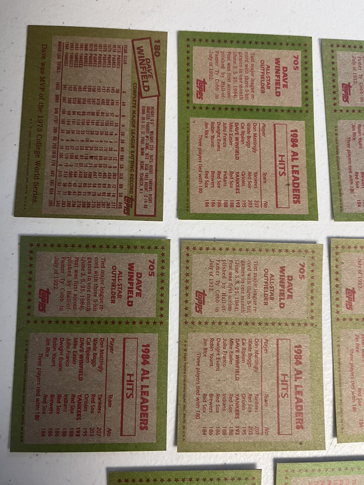 (8) 1985 Topps Dave Winfield Base And AL All-Star Cards New York Yankees NM-MT+