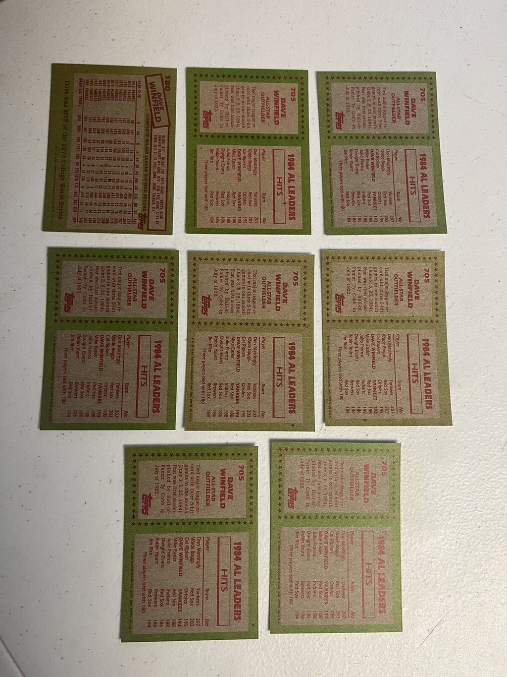 (8) 1985 Topps Dave Winfield Base And AL All-Star Cards New York Yankees NM-MT+