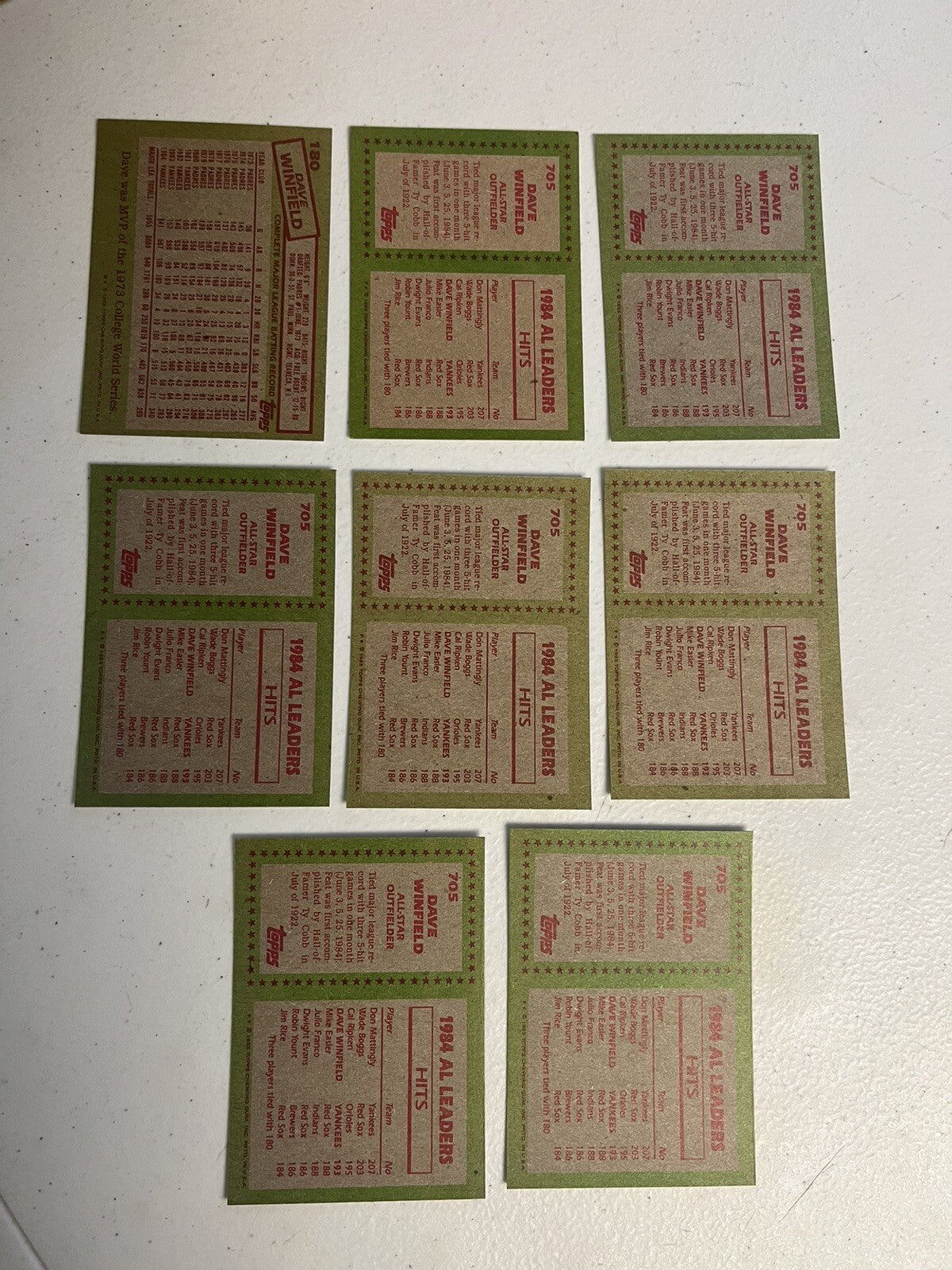 (8) 1985 Topps Dave Winfield Base And AL All-Star Cards New York Yankees NM-MT+