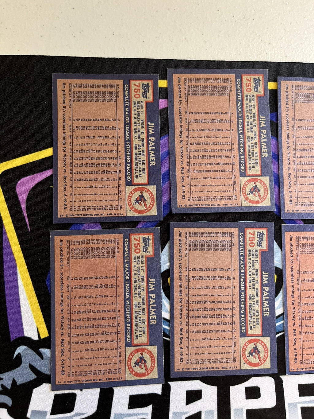 1984 Topps Jim Palmer Orioles Lot Of 6